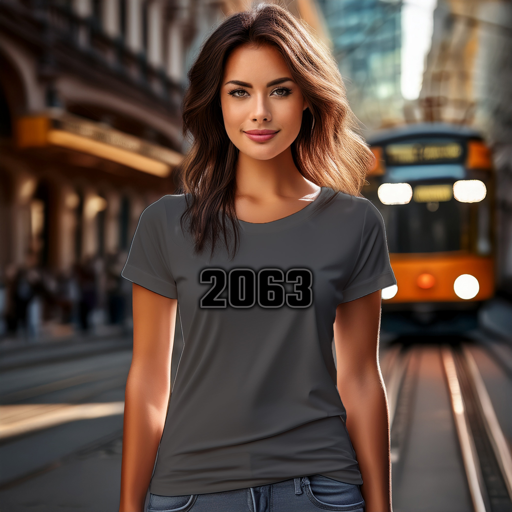 2063 Year Women T-Shirt (Charcoal Grey)