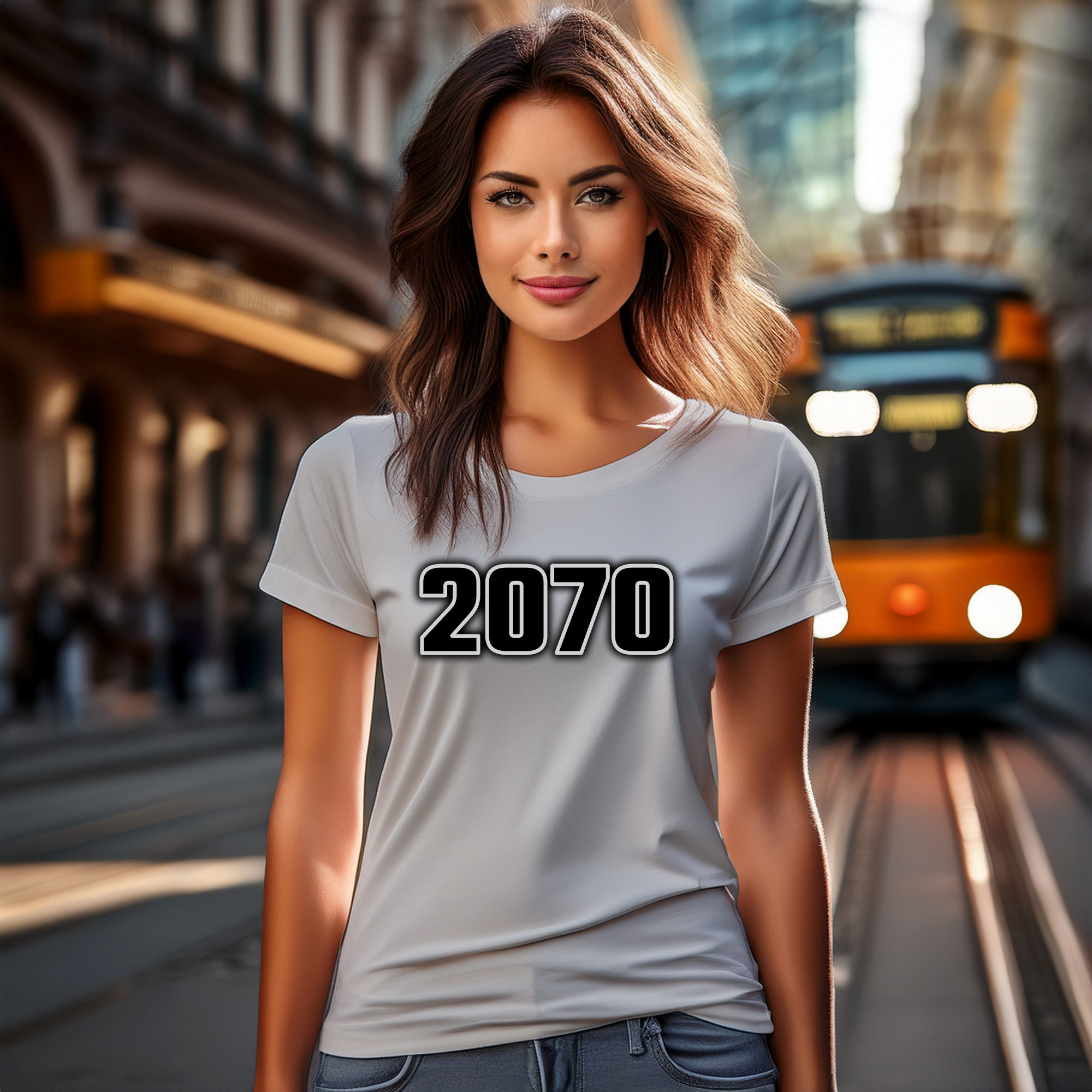 2070 Year Women T-Shirt (Melange Grey)