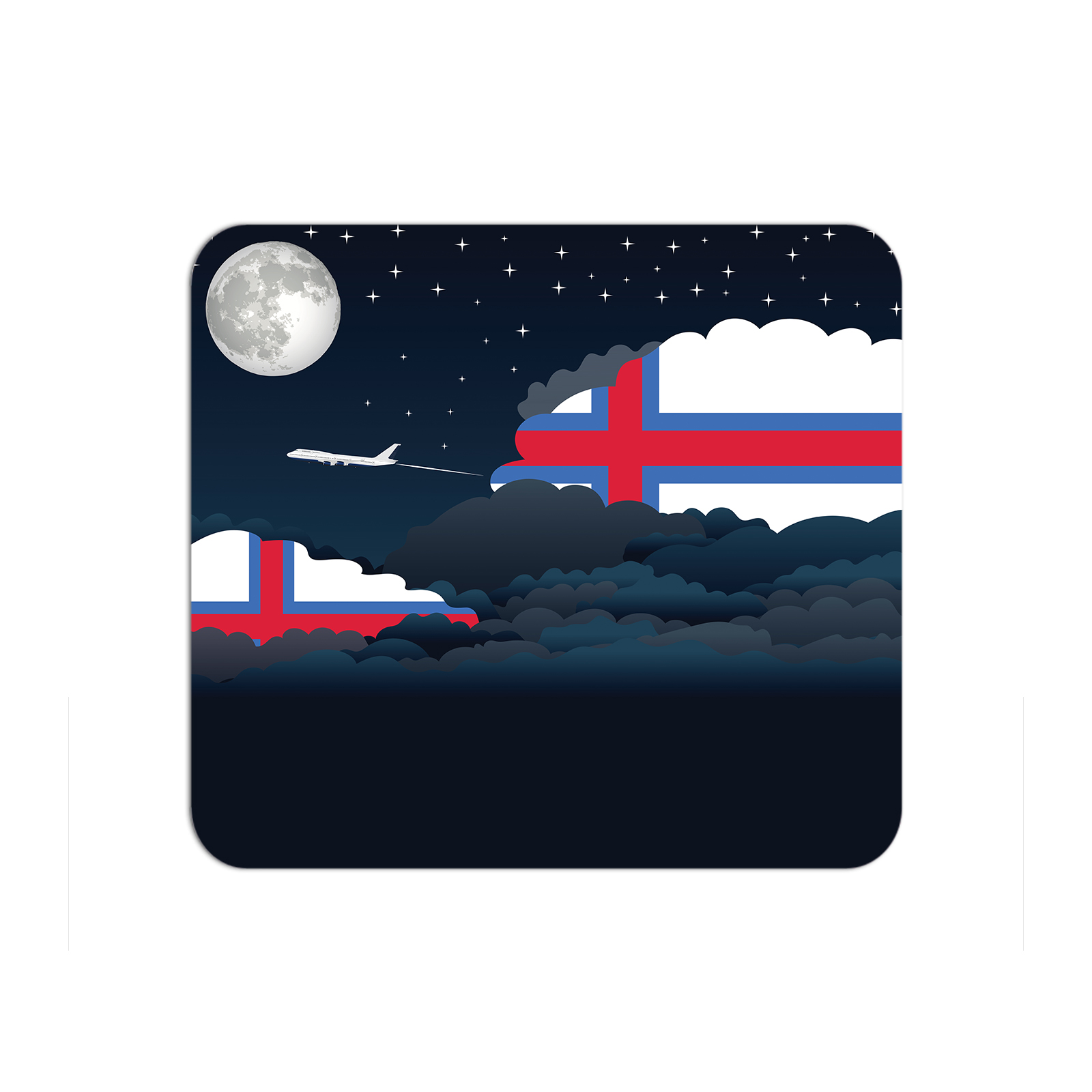 Faroe Islands Airplane Airport Flight Night Clouds Mousepad 