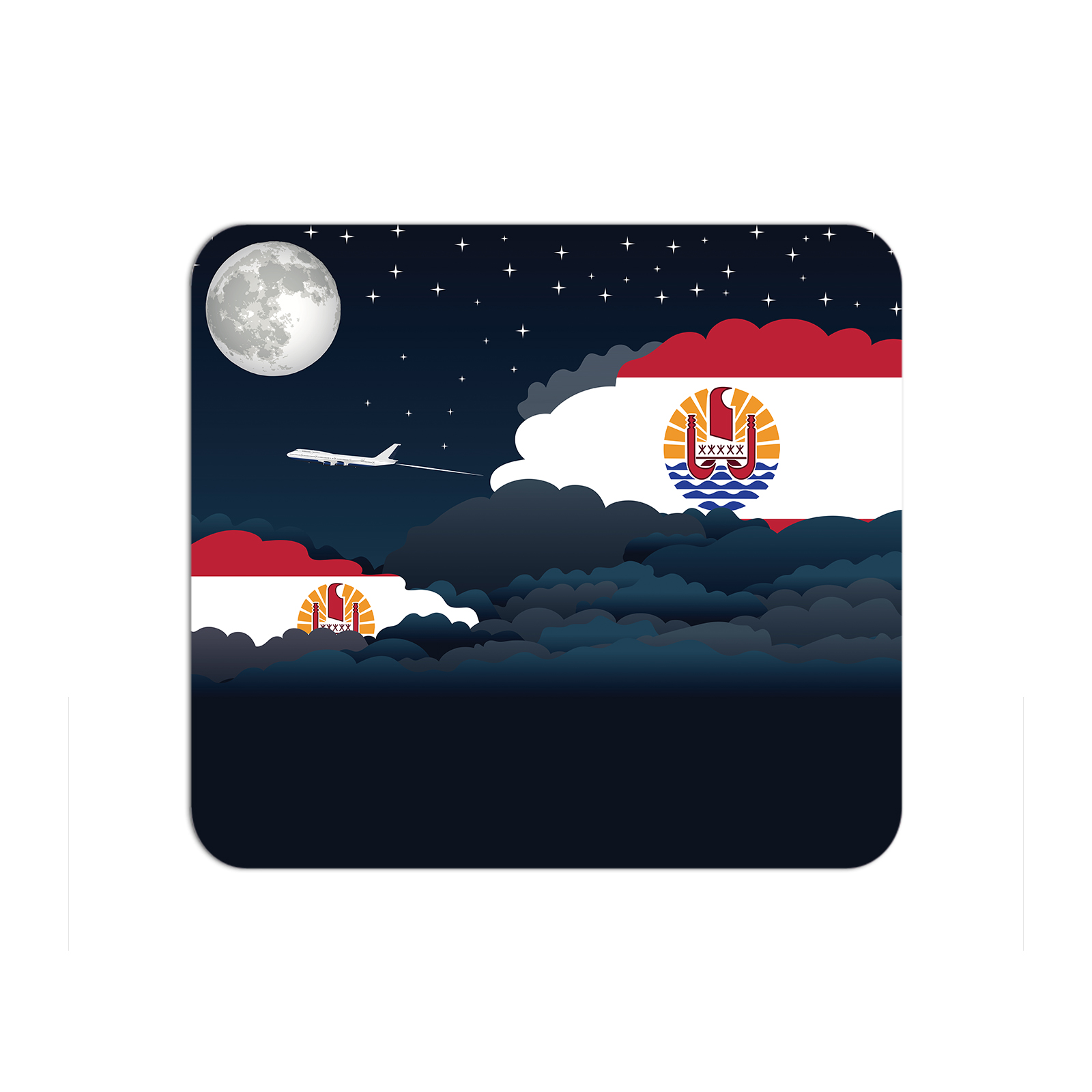 French Polynesia Airplane Airport Flight Night Clouds Mousepad 