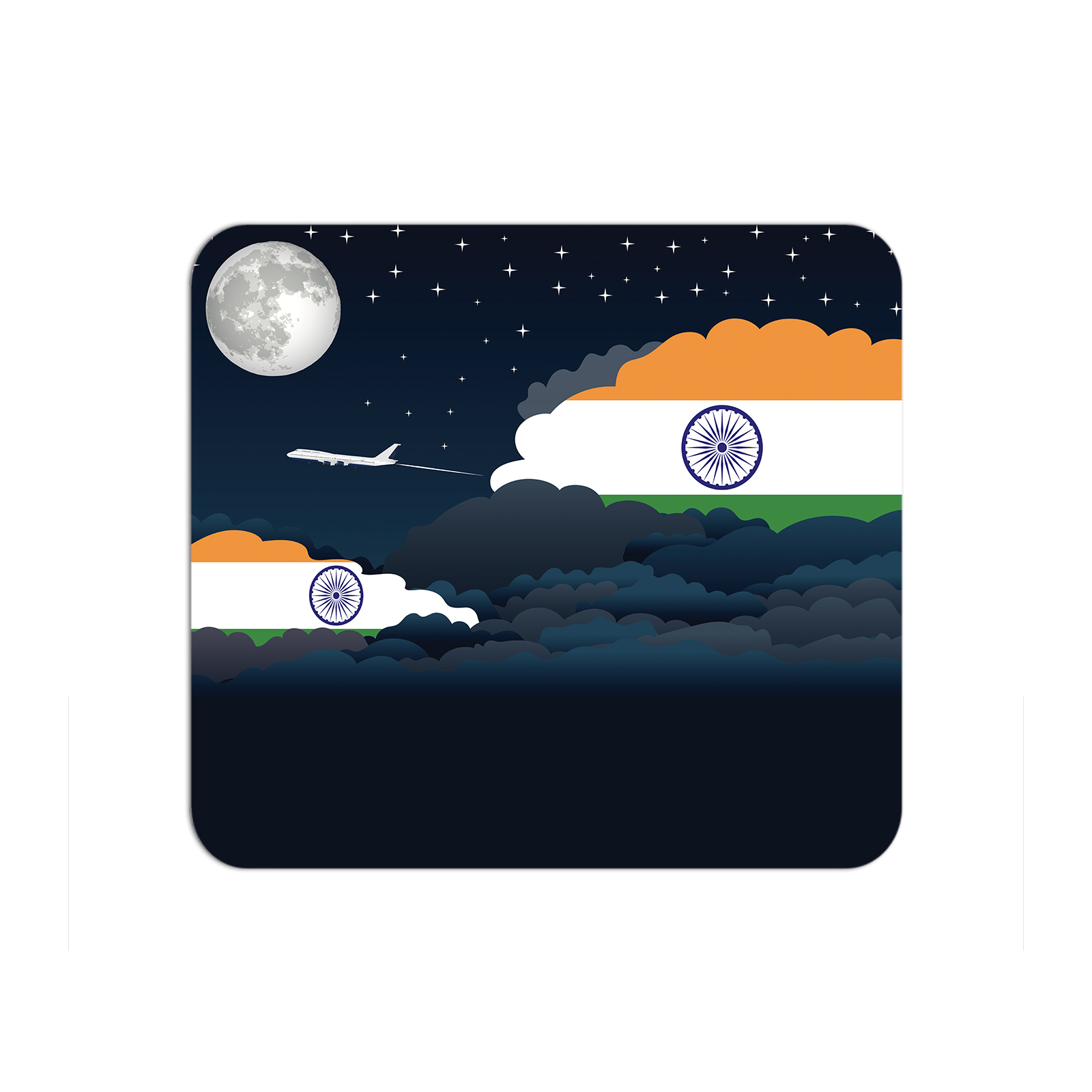 India Airplane Airport Flight Night Clouds Mousepad 