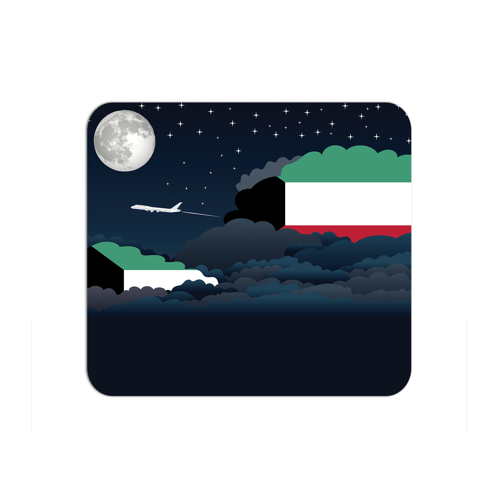 Kuwait Airplane Airport Flight Night Clouds Mousepad 
