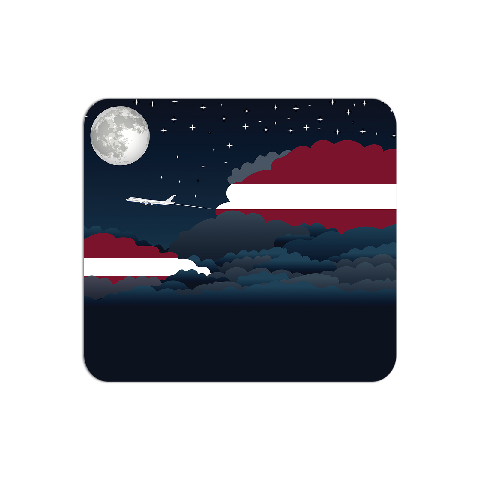 Latvia Airplane Airport Flight Night Clouds Mousepad 