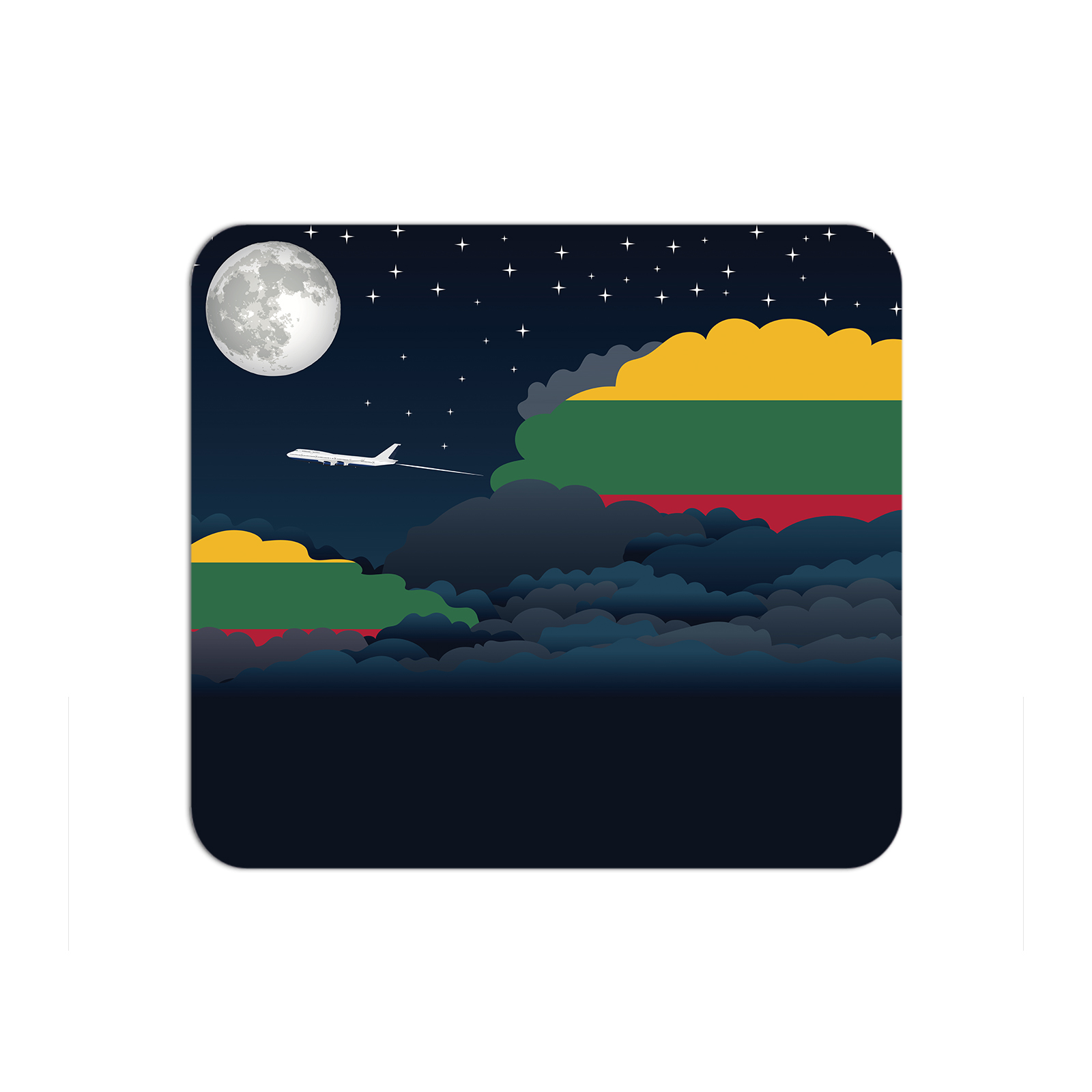 Lithuania Airplane Airport Flight Night Clouds Mousepad 