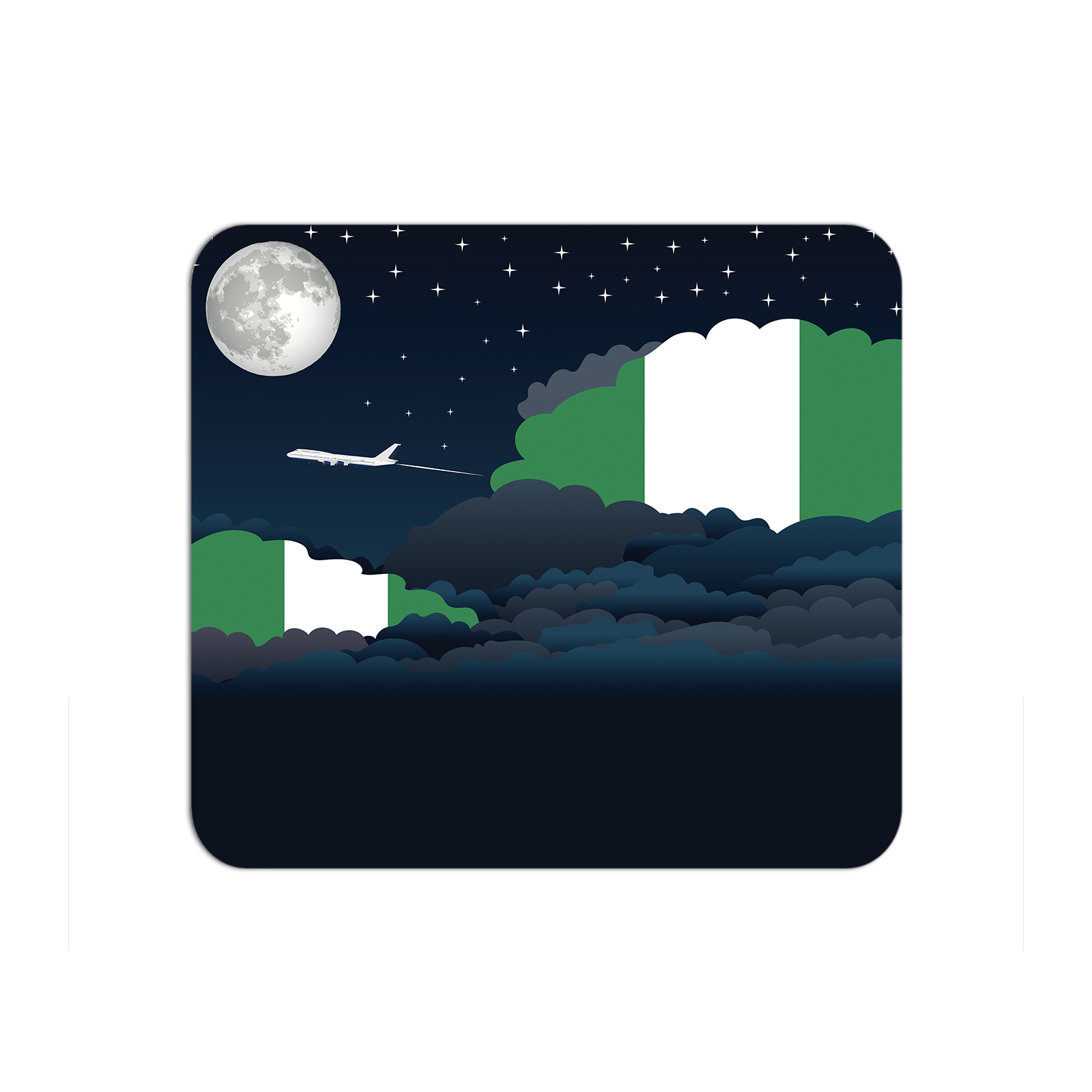 Nigeria Airplane Airport Flight Night Clouds Mousepad 