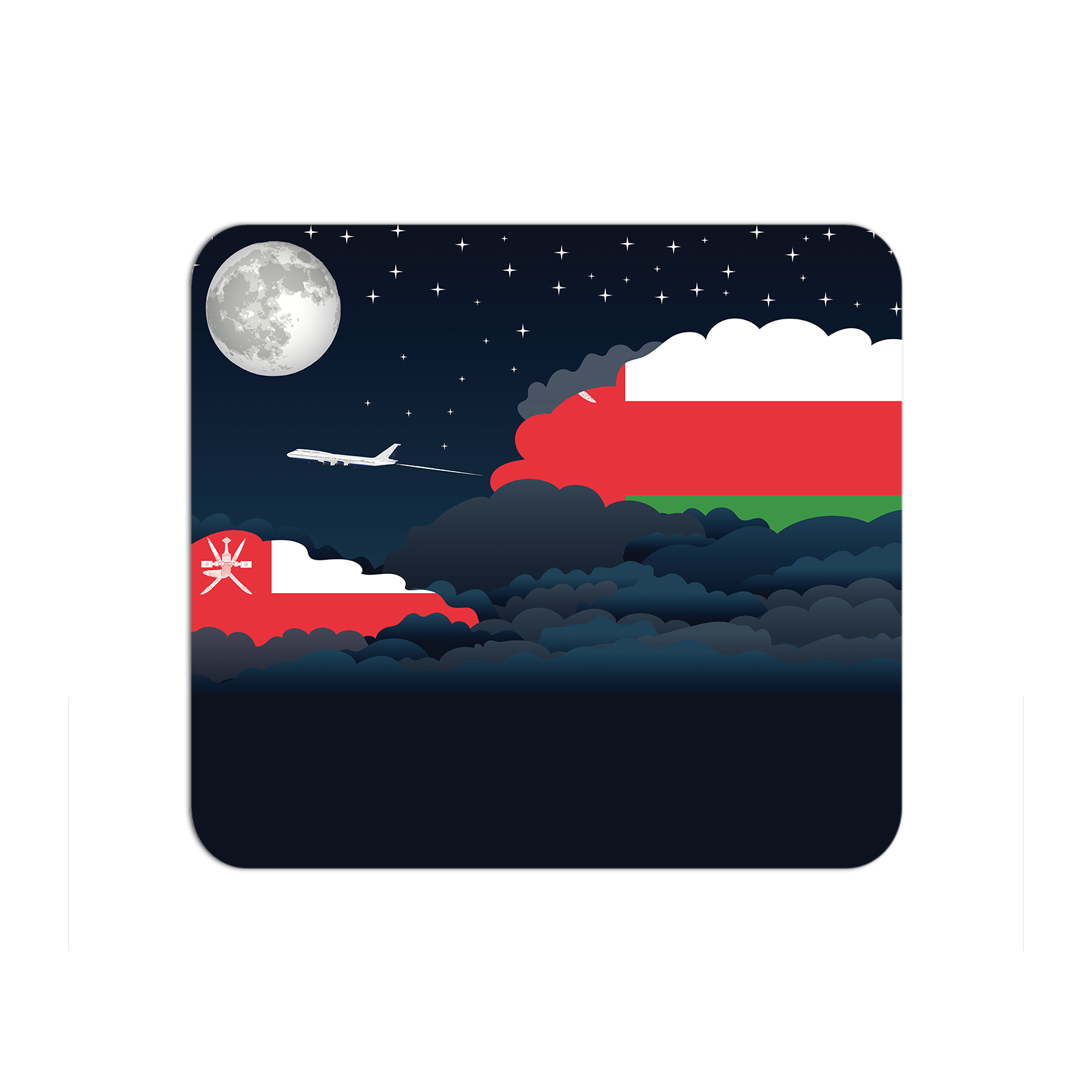 Oman Airplane Airport Flight Night Clouds Mousepad 