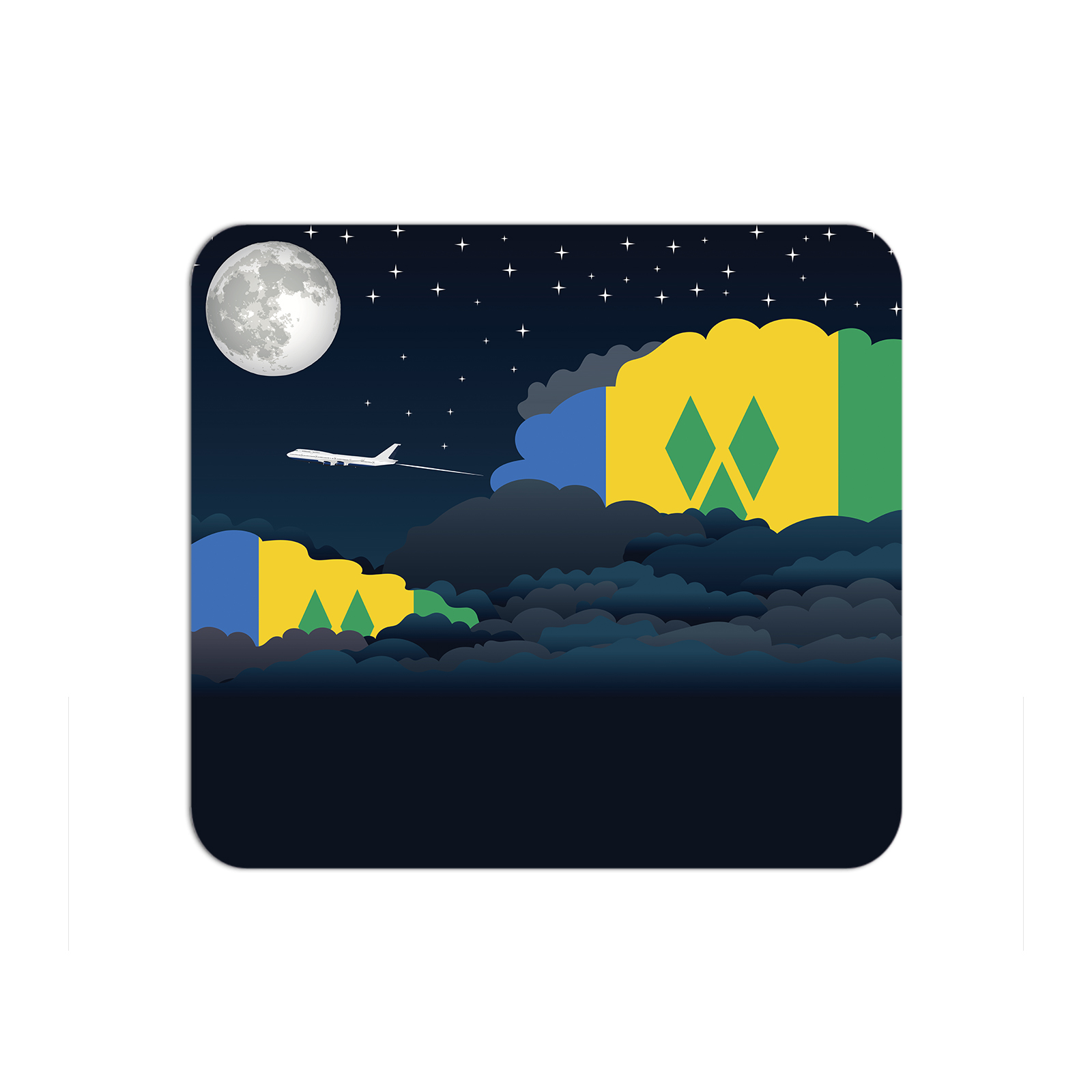 Saint Vincent and the Grenadines Airplane Airport Flight Night Clouds Mousepad 