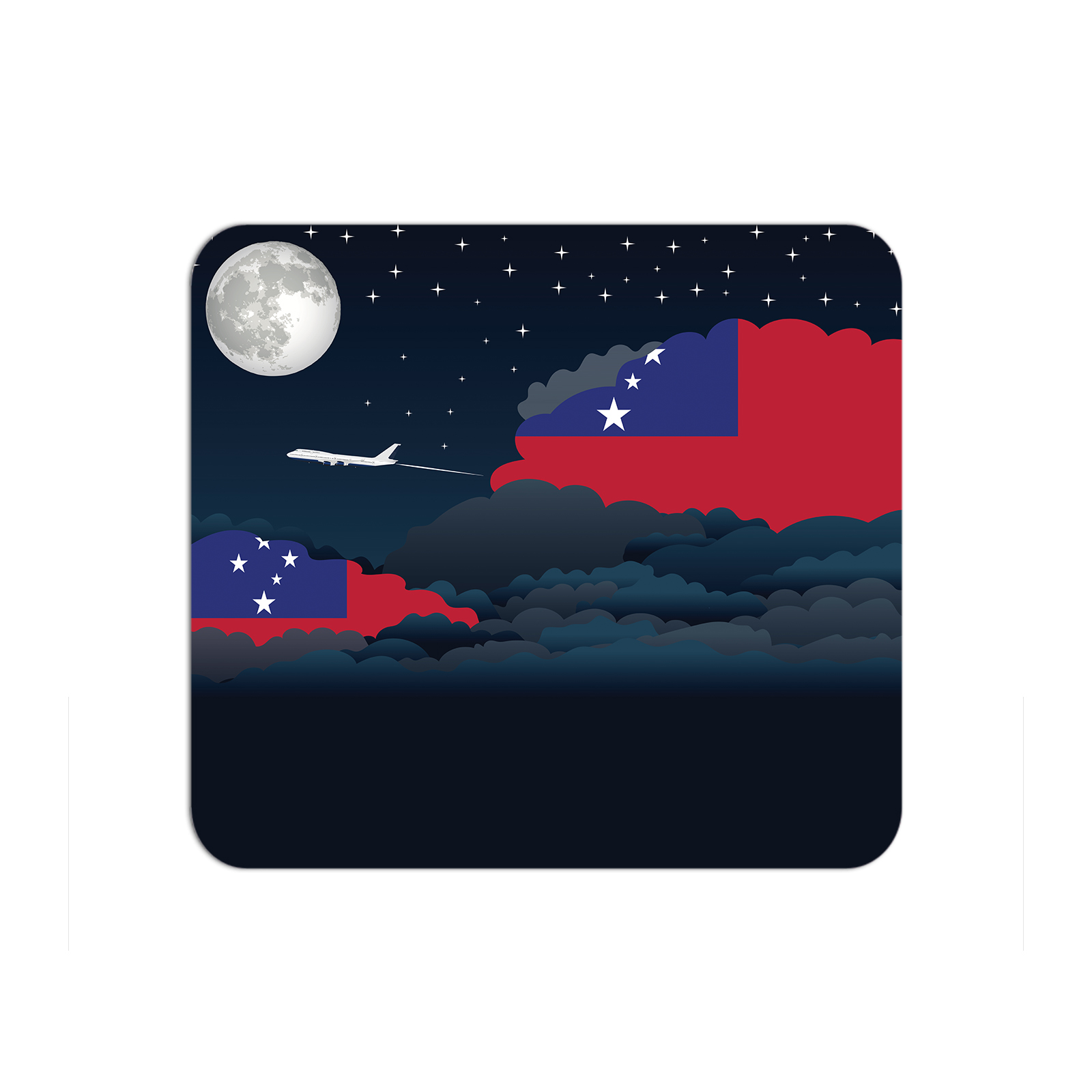 Samoa Airplane Airport Flight Night Clouds Mousepad 