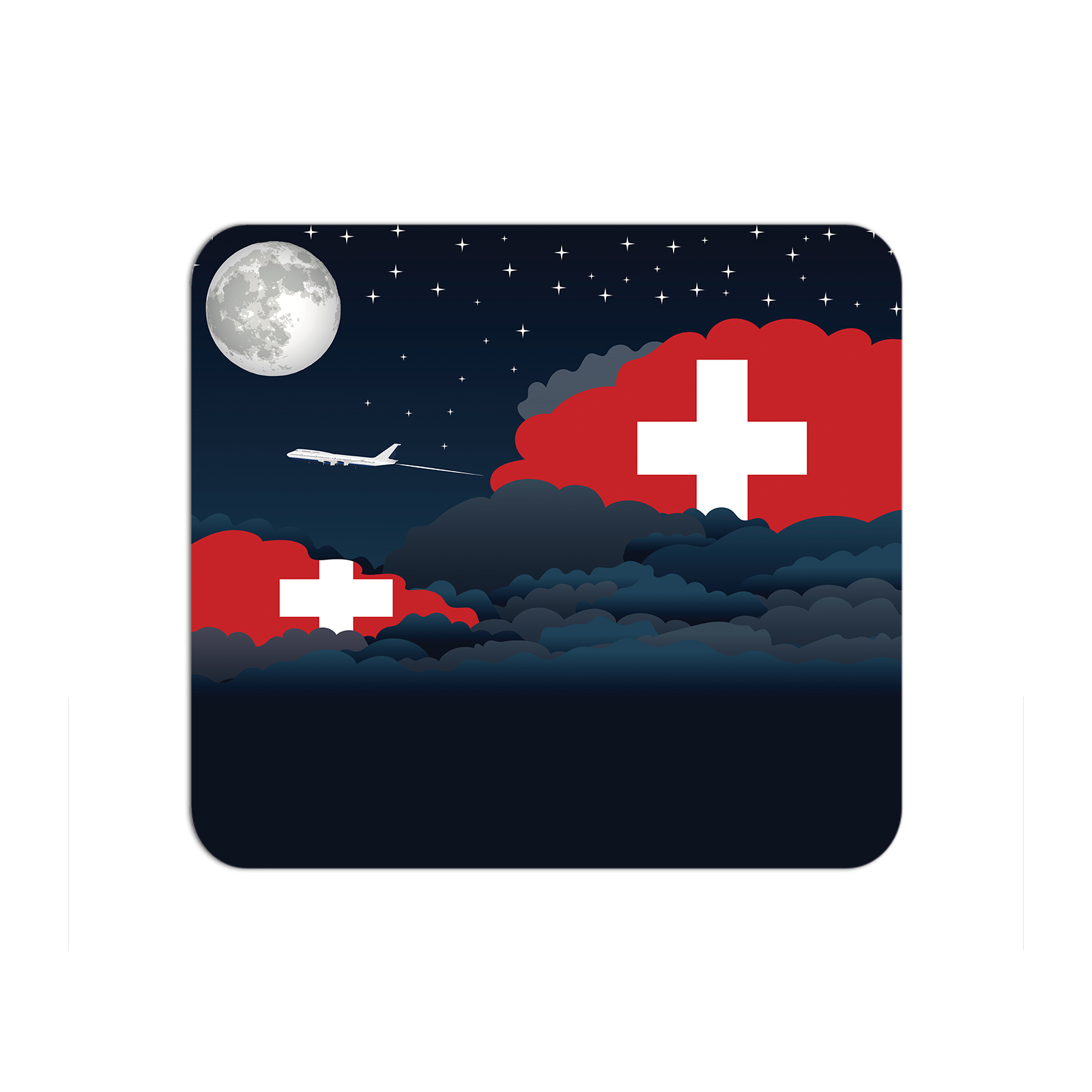 Switzerland Airplane Airport Flight Night Clouds Mousepad 