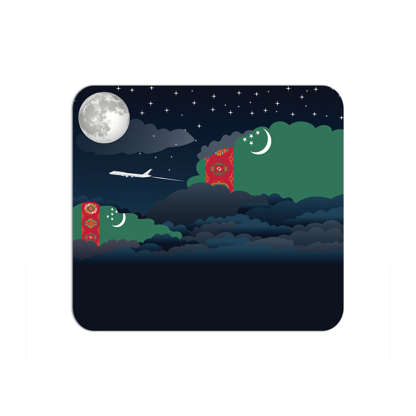 Turkmenistan Airplane Airport Flight Night Clouds Mousepad 