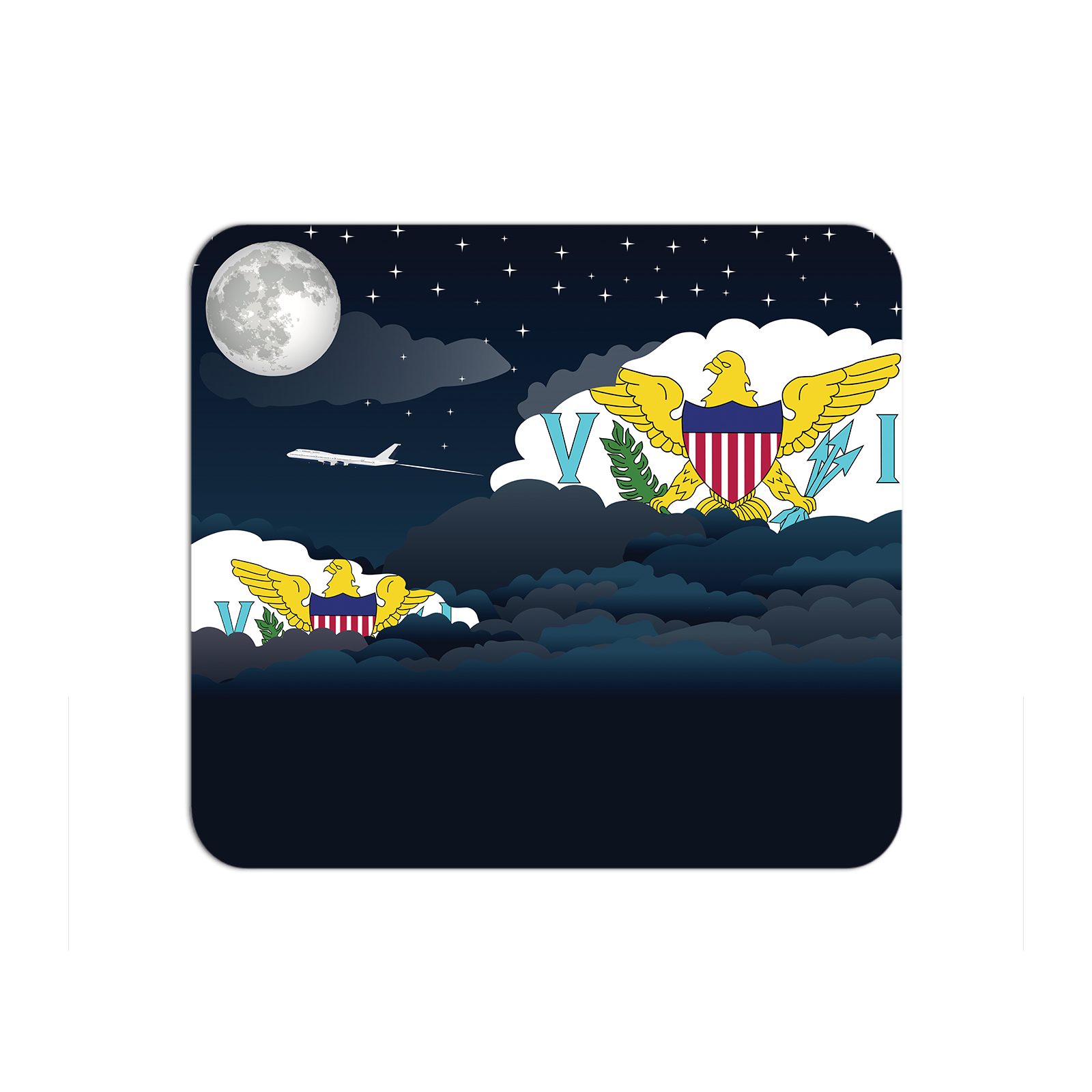 Virgin Islands US Airplane Airport Flight Night Clouds Mousepad 