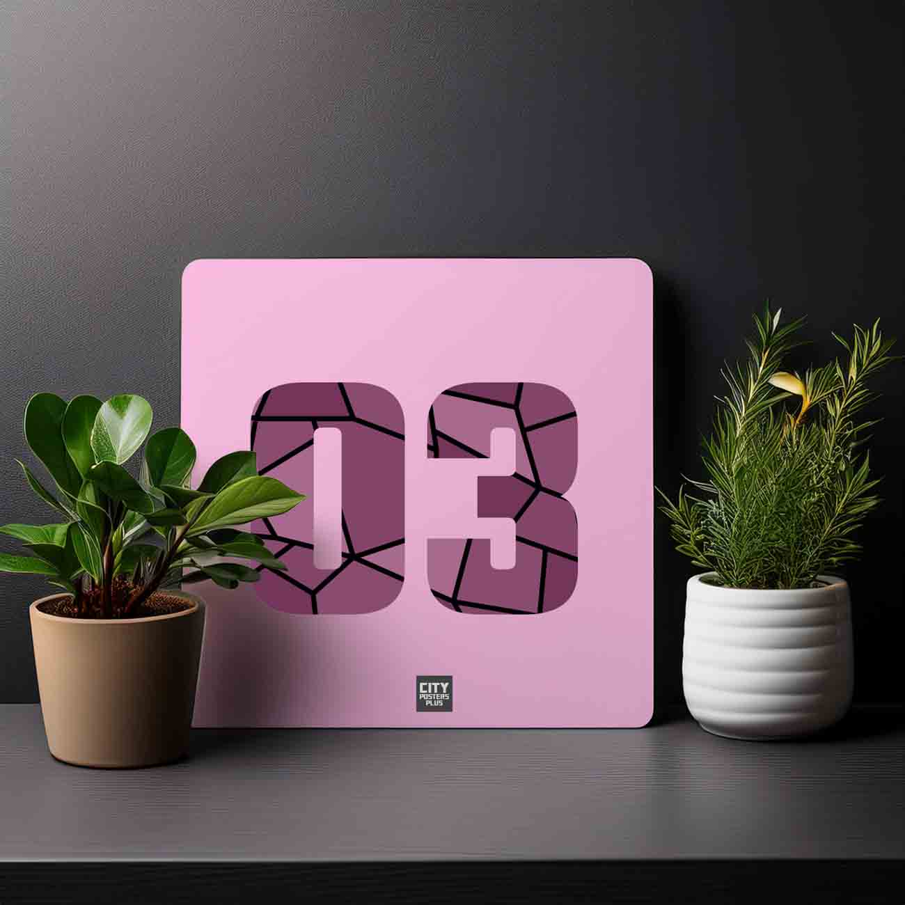 03 Number Mousepad (Light Pink)