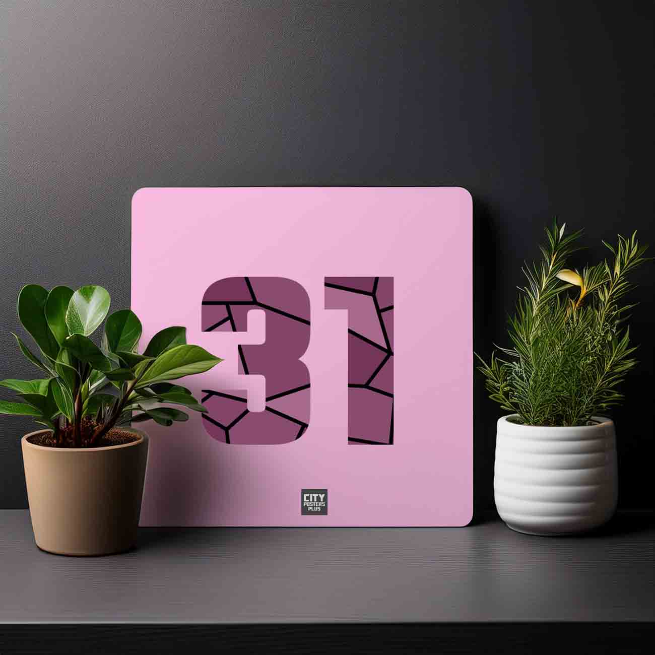 31 Number Mousepad (Light Pink)