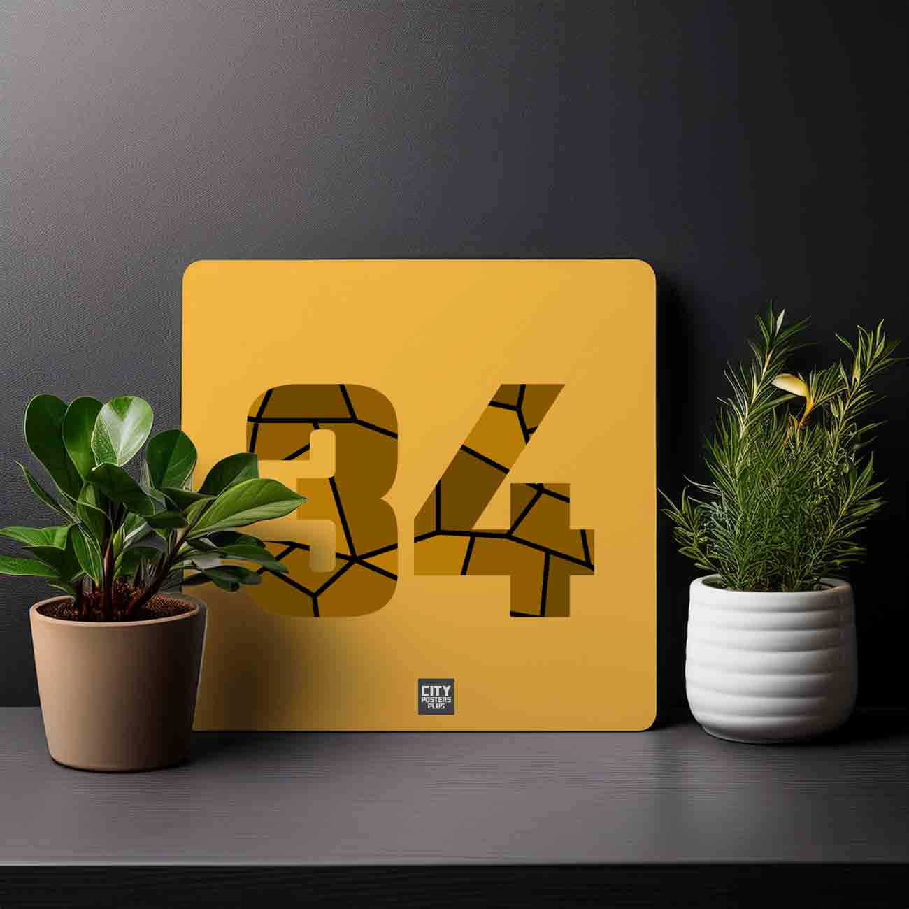 34 Number Mousepad (Golden Yellow)