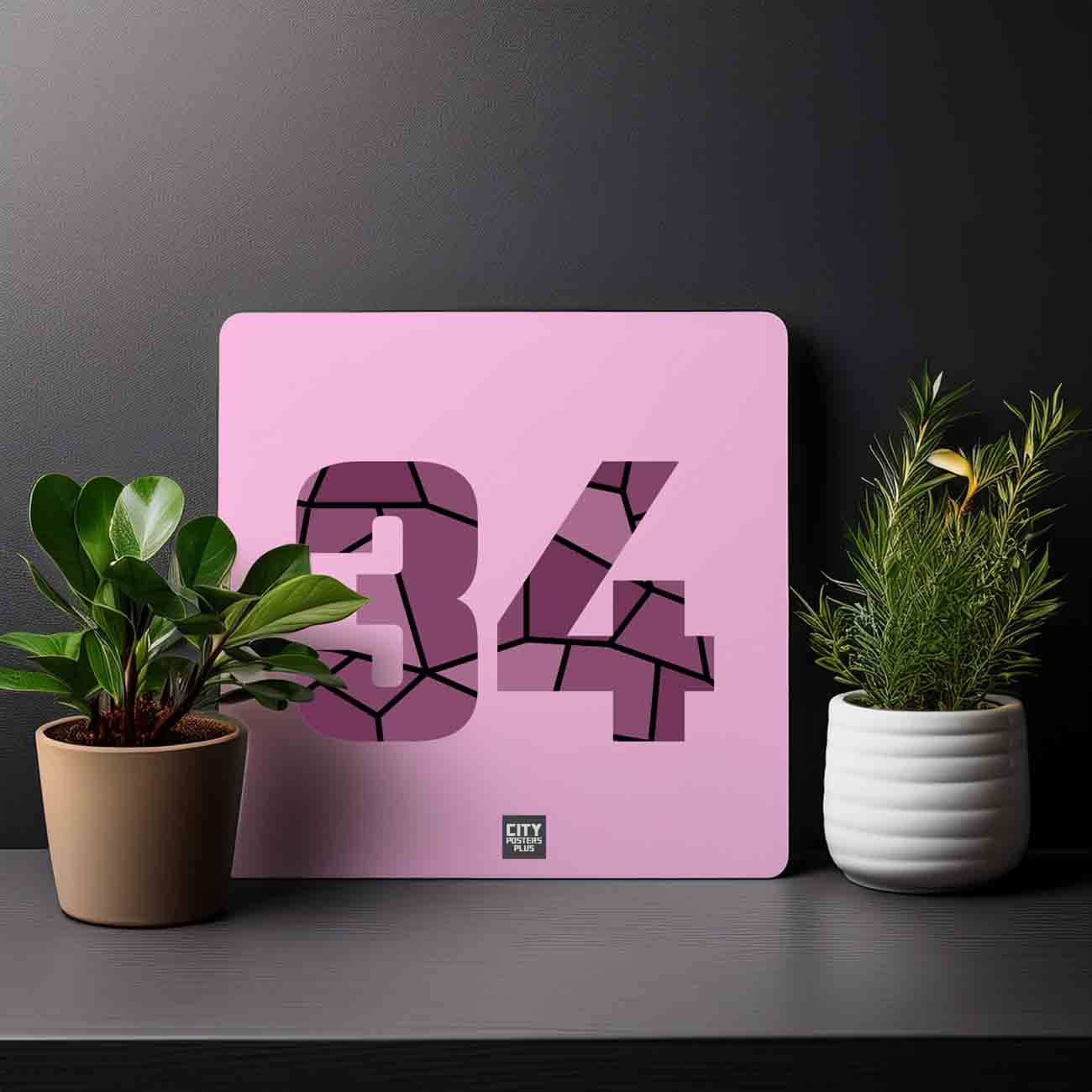 34 Number Mousepad (Light Pink)