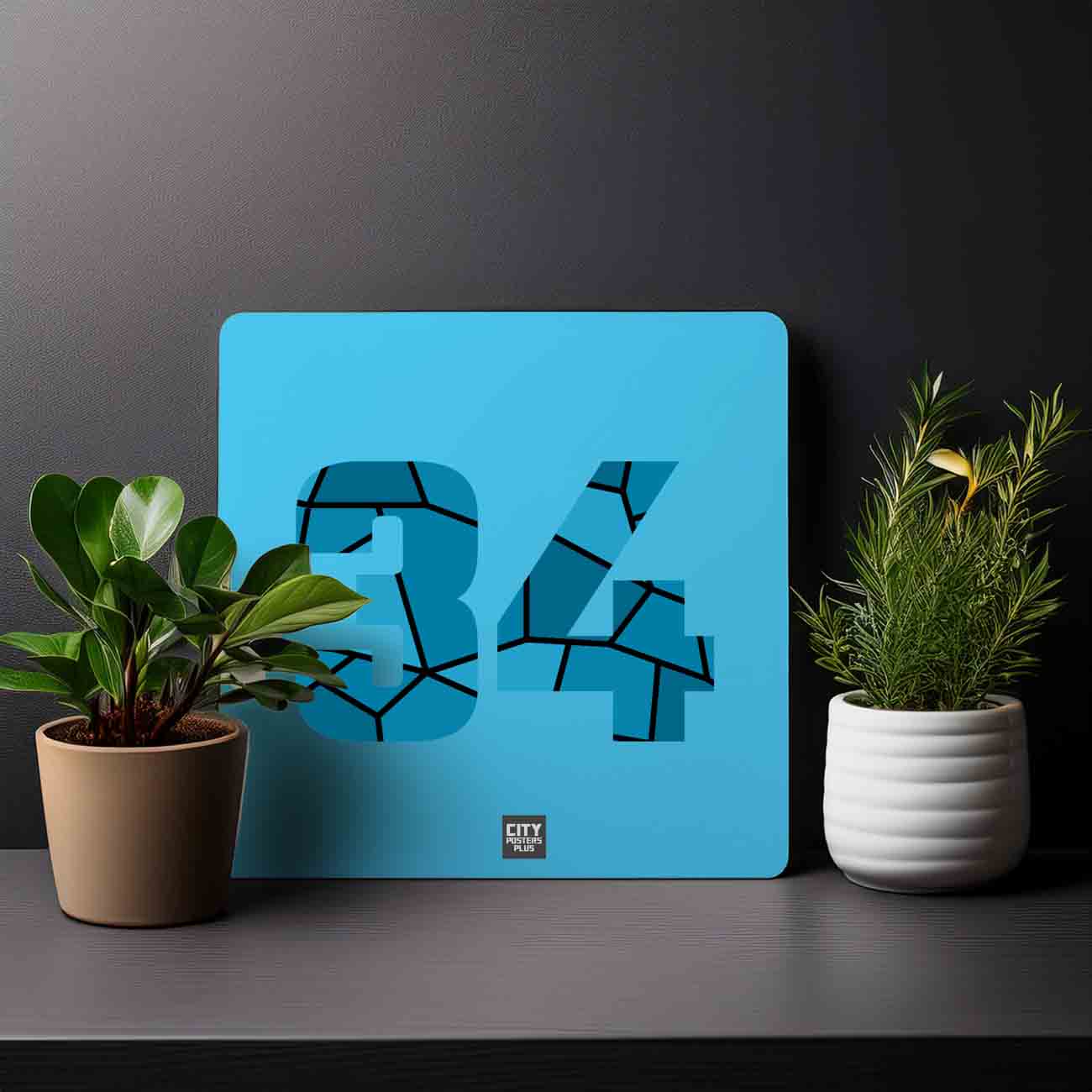 34 Number Mousepad (Sky Blue)