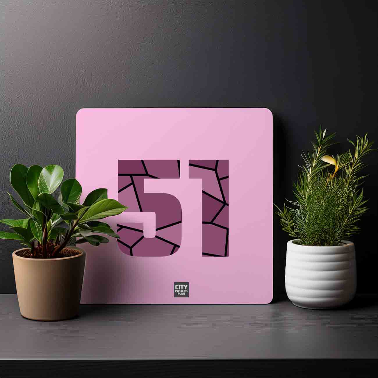 51 Number Mousepad (Light Pink)