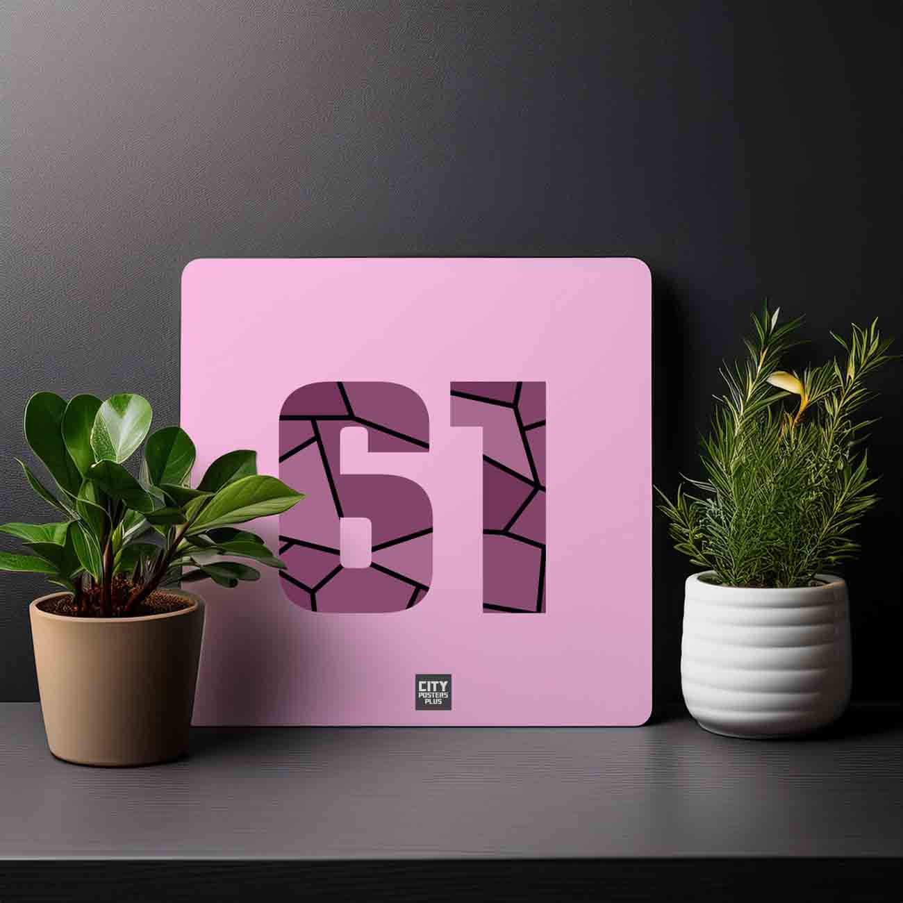 61 Number Mousepad (Light Pink)