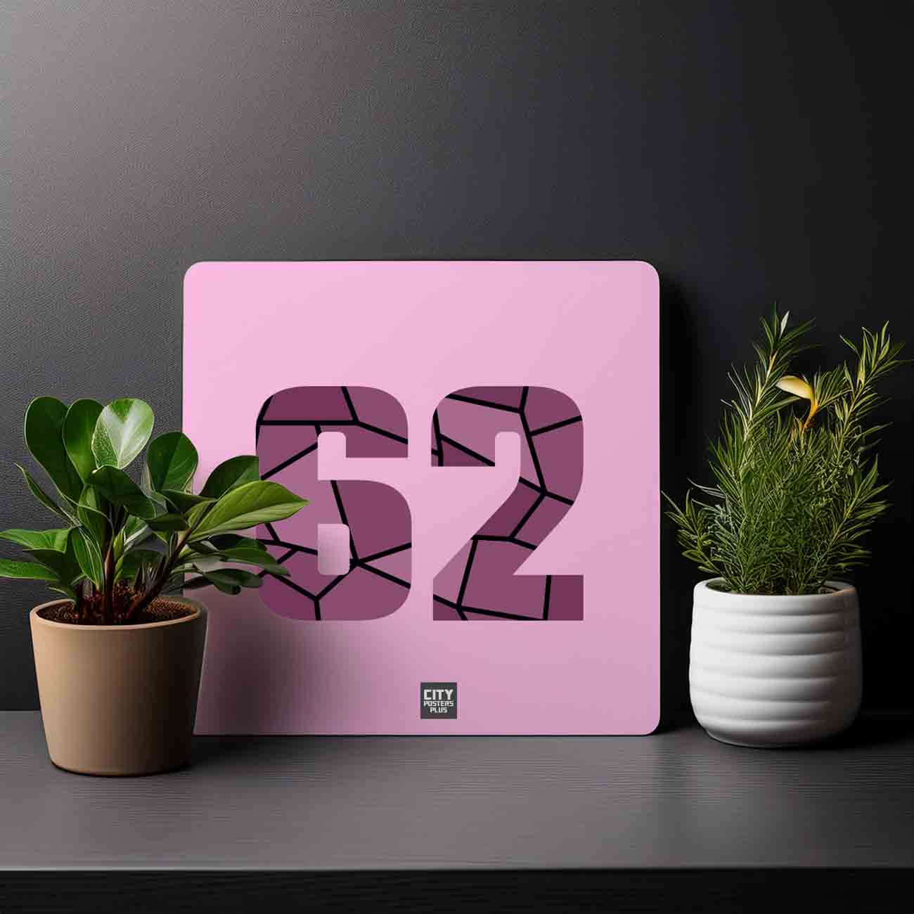 62 Number Mousepad (Light Pink)