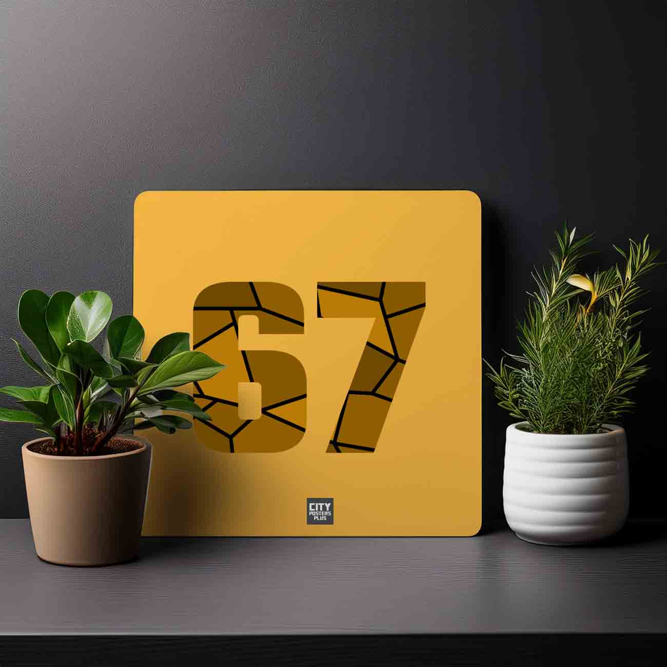 67 Number Mousepad (Golden Yellow)