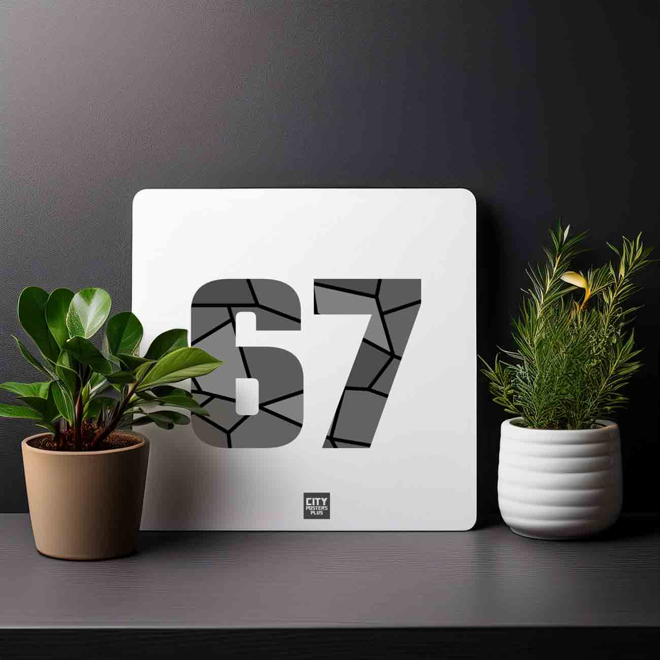 67 Number Mousepad (White)