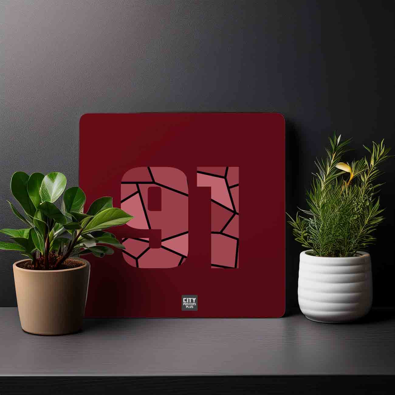 91 Number Mousepad (Maroon)