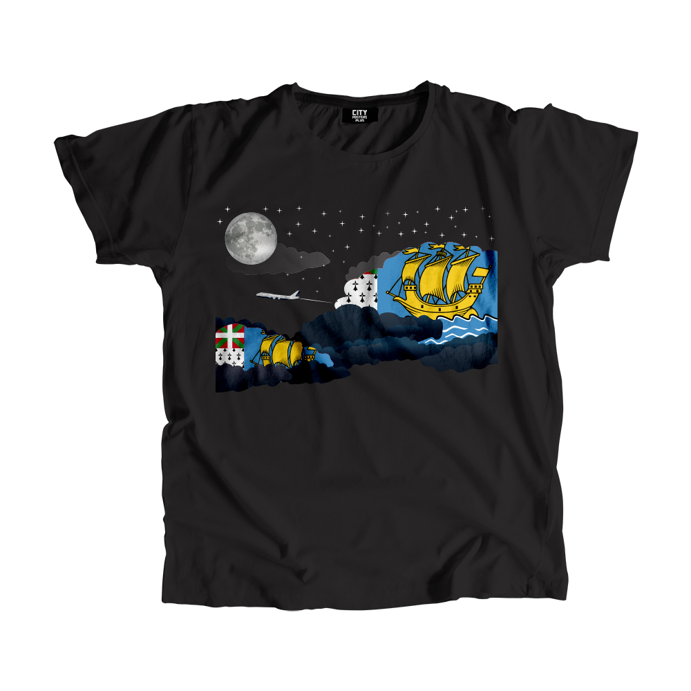 Saint Pierre and Miquelon Night Clouds Men Unisex T-Shirt
