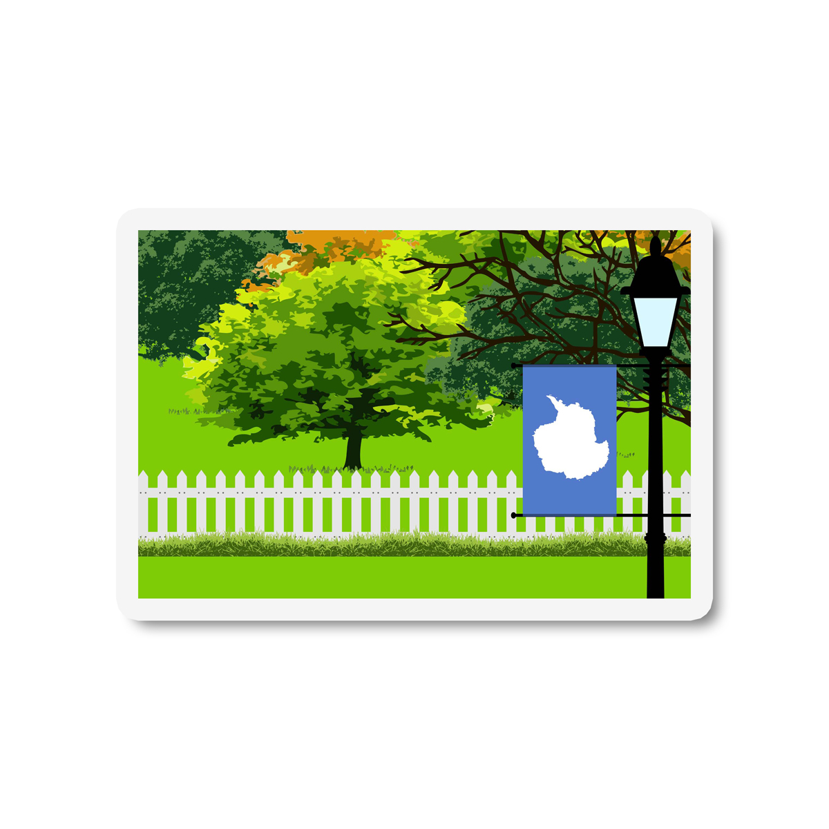 Antarctica Trees and Street Lamp Sticker