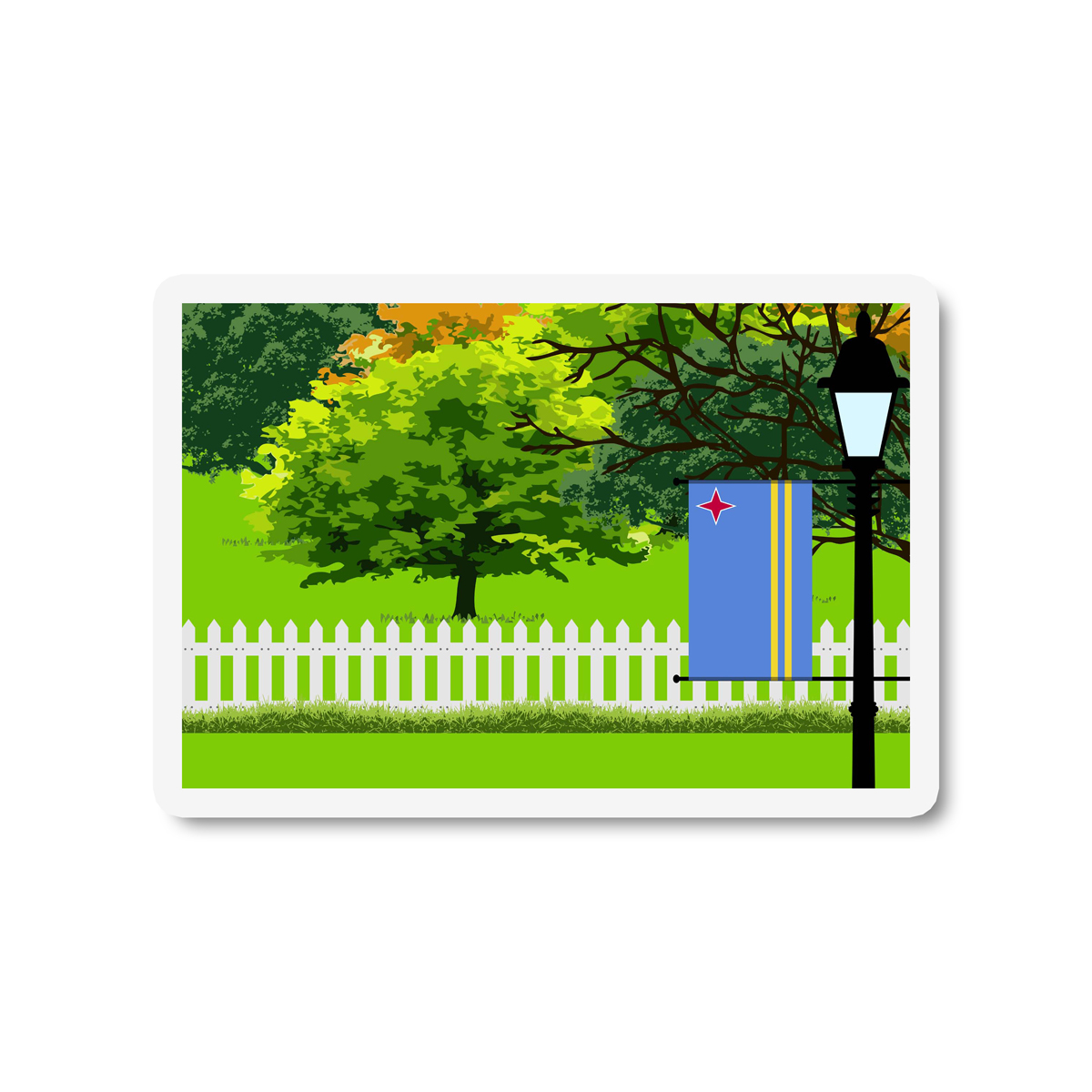 Aruba Trees and Street Lamp Sticker