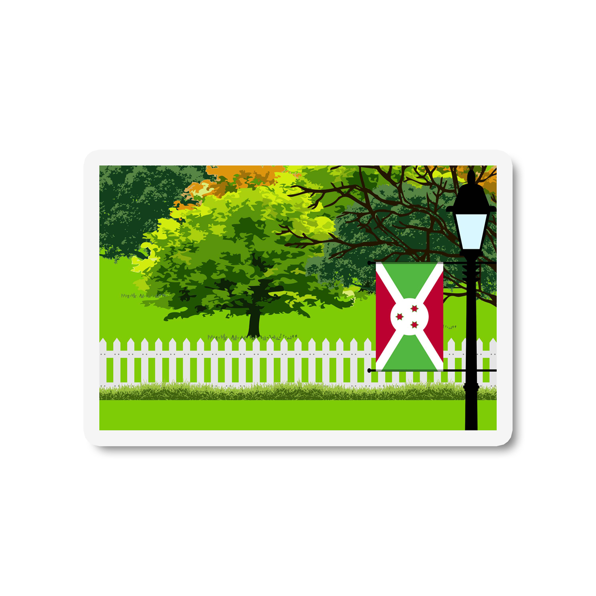 Burundi Trees and Street Lamp Sticker