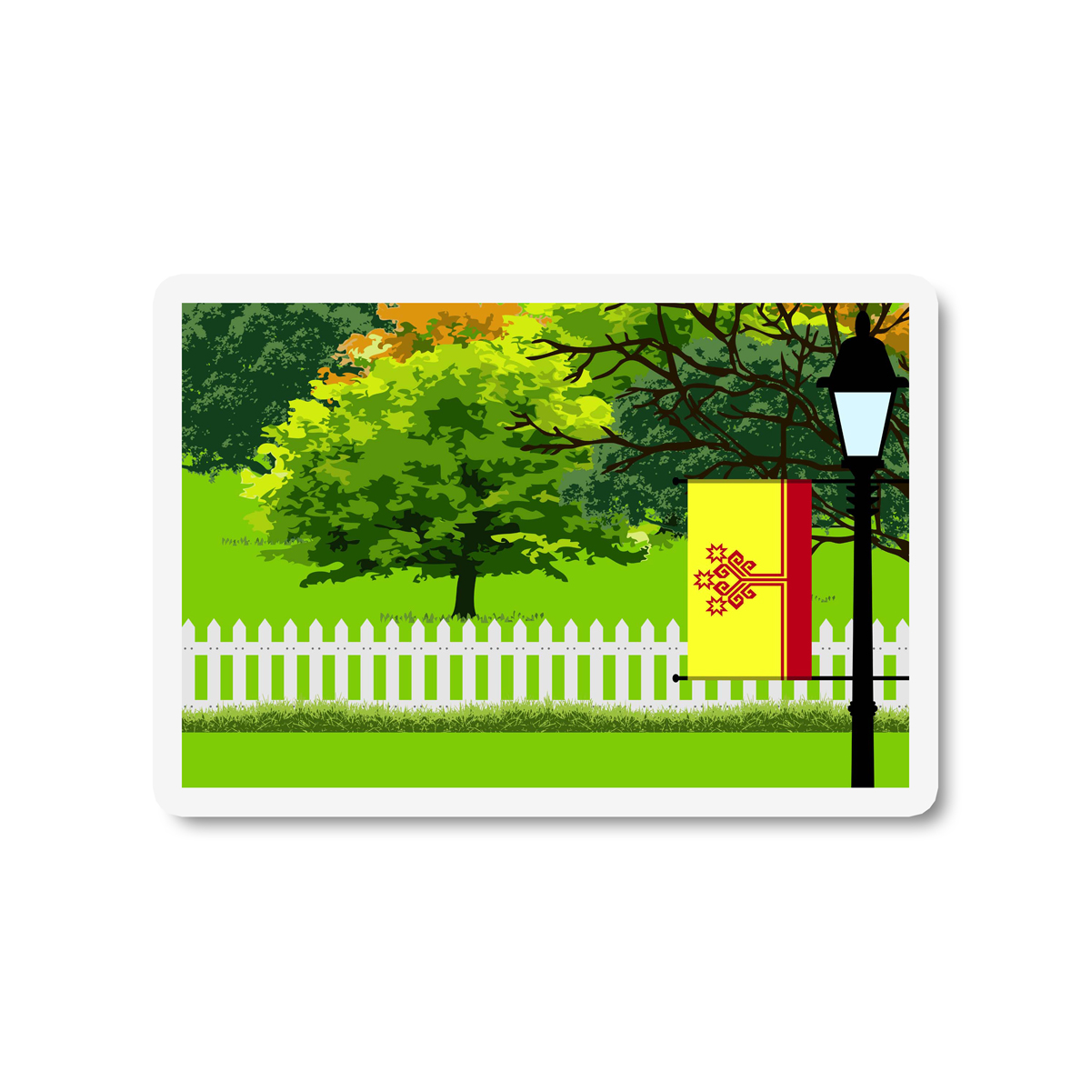 Chuvashia Trees and Street Lamp Sticker
