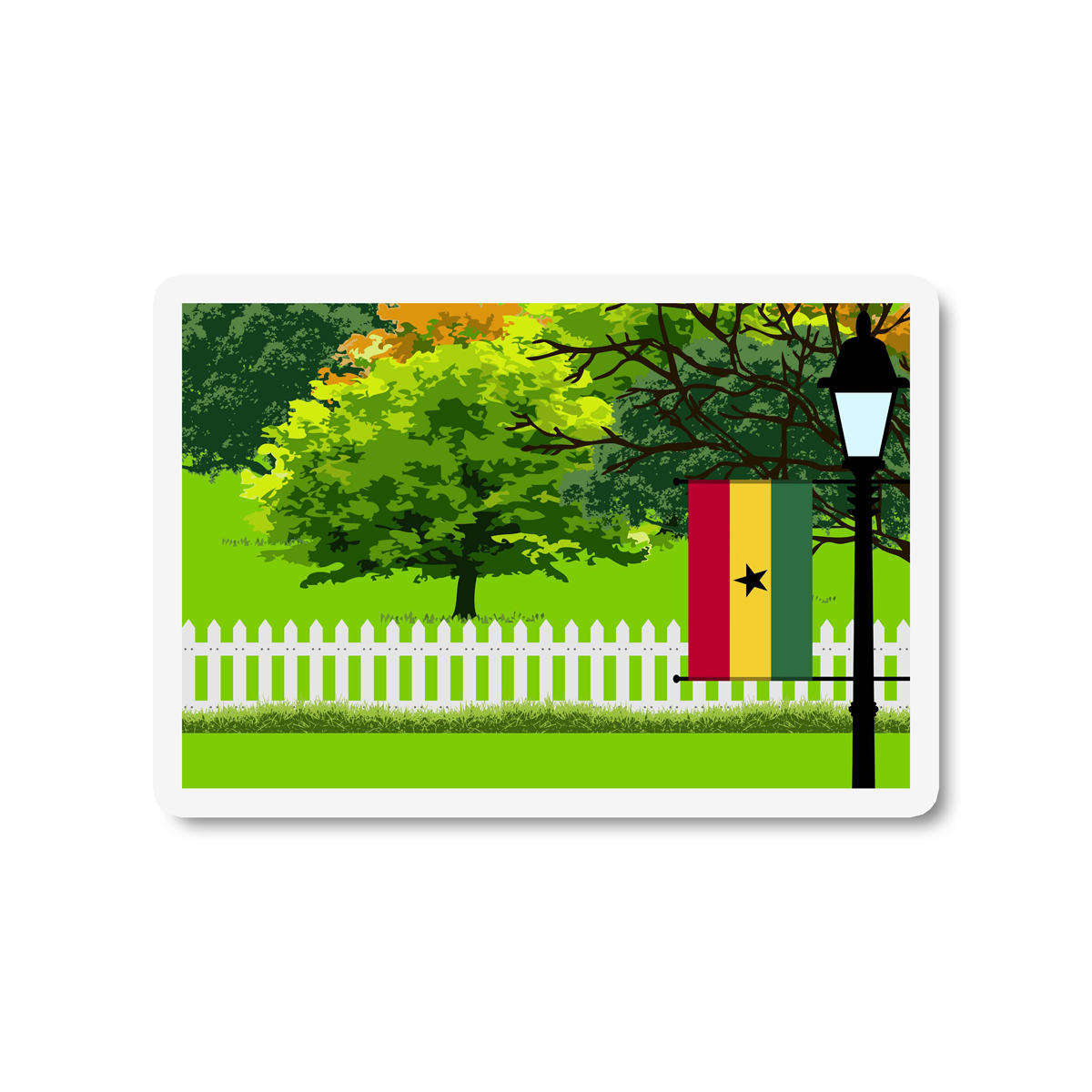 Ghana Trees and Street Lamp Sticker
