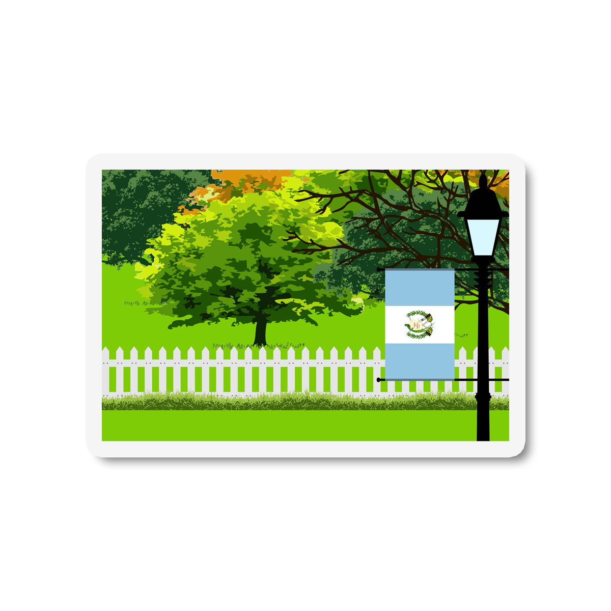 Guatemala Trees and Street Lamp Sticker