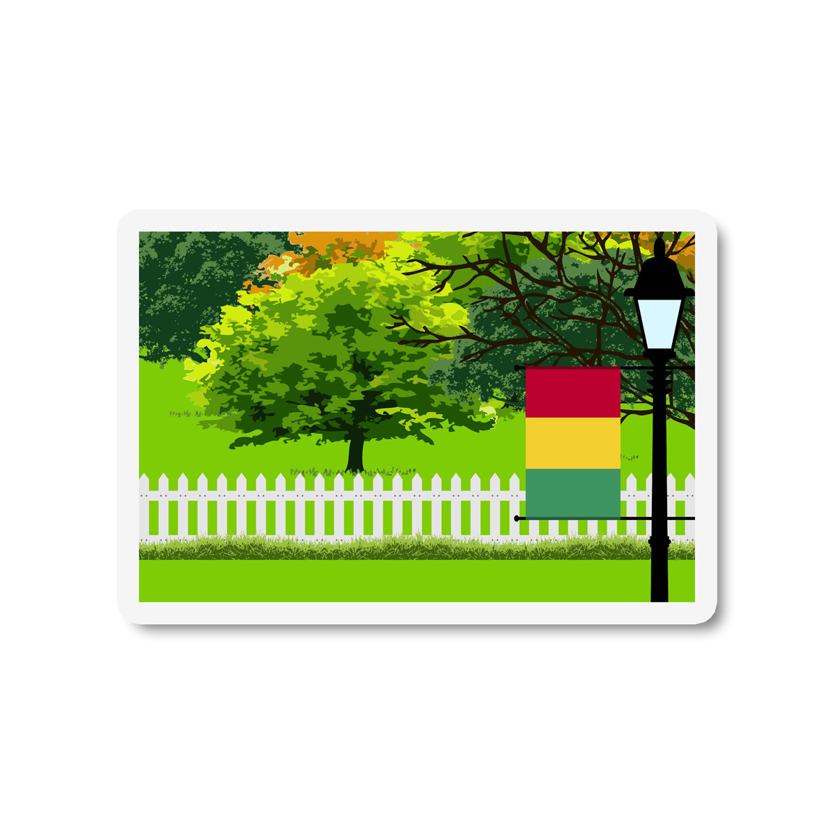 Guinea Trees and Street Lamp Sticker