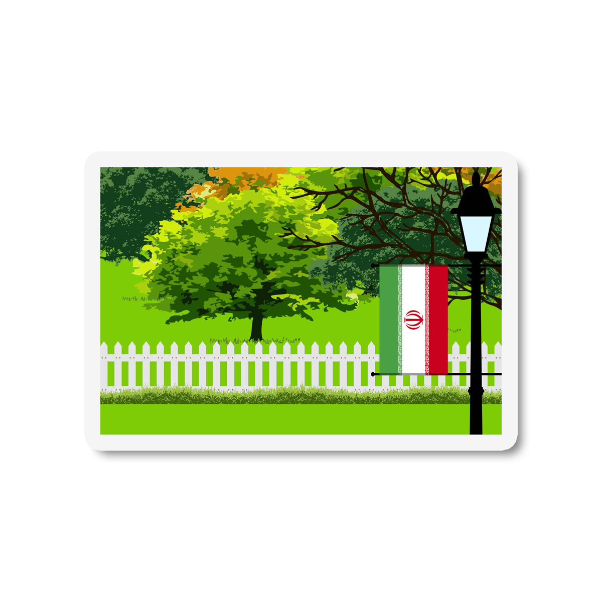 Iran Trees and Street Lamp Sticker