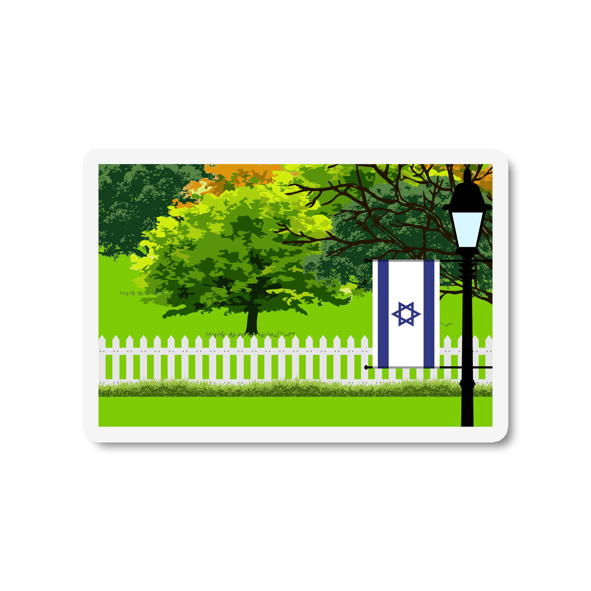Israel Trees and Street Lamp Sticker