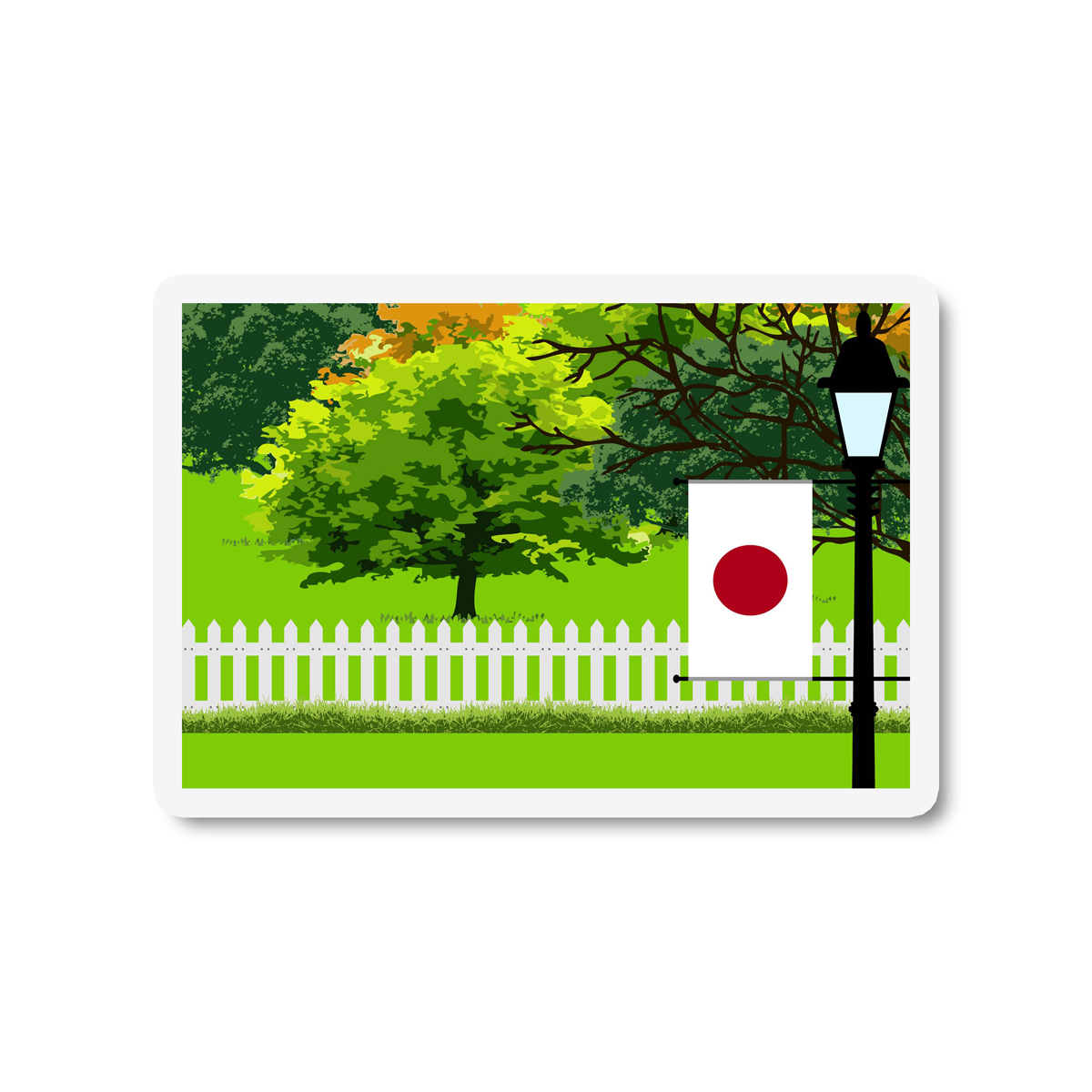 Japan Trees and Street Lamp Sticker