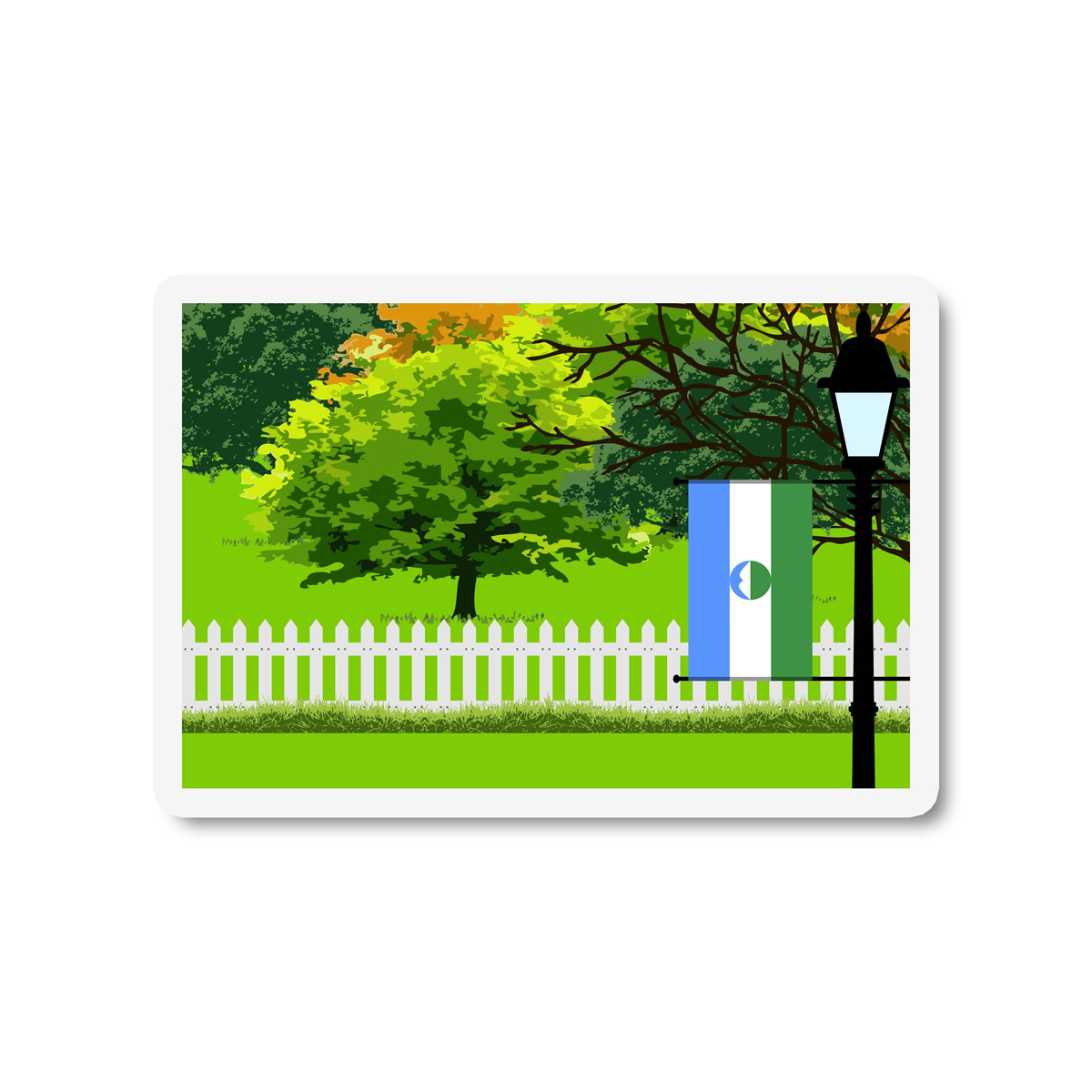 Kabardino Balkaria Trees and Street Lamp Sticker