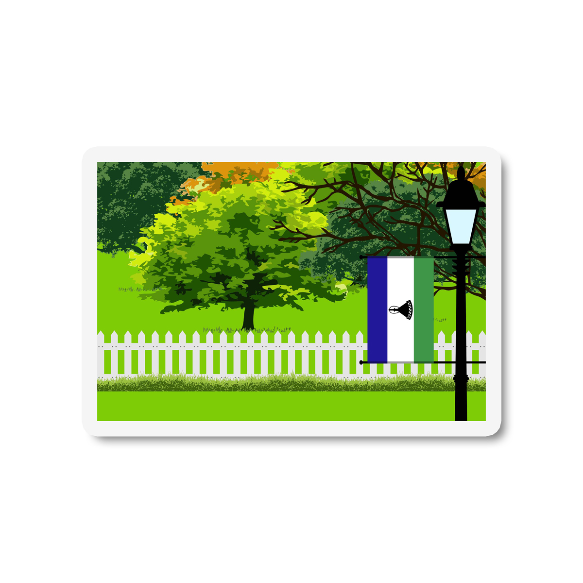 Lesotho Trees and Street Lamp Sticker