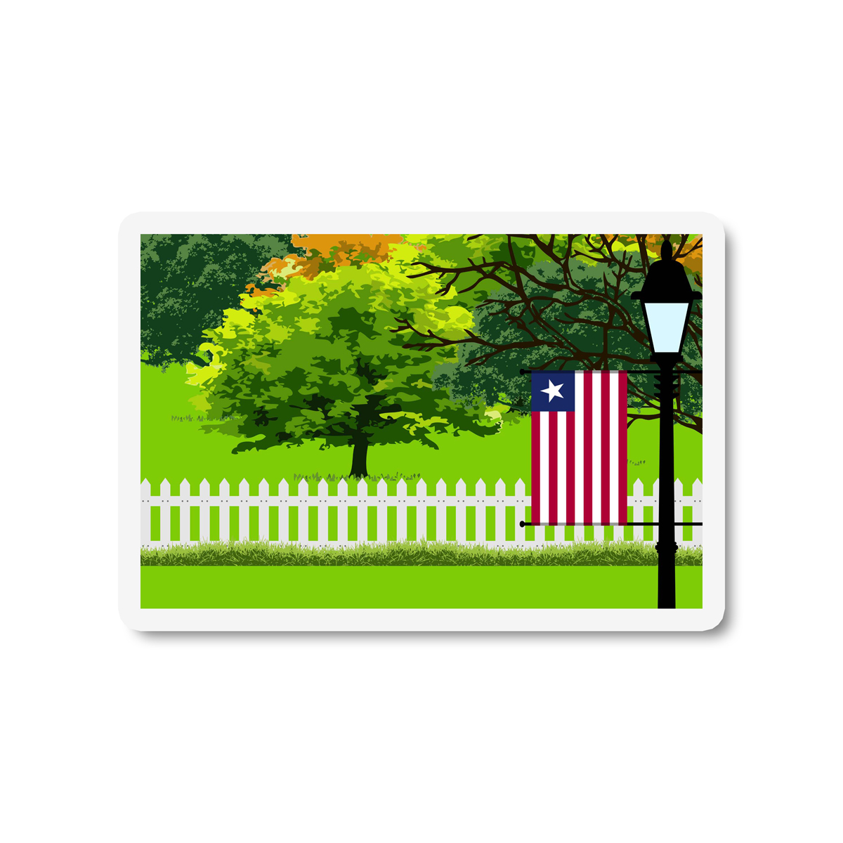 Liberia Trees and Street Lamp Sticker